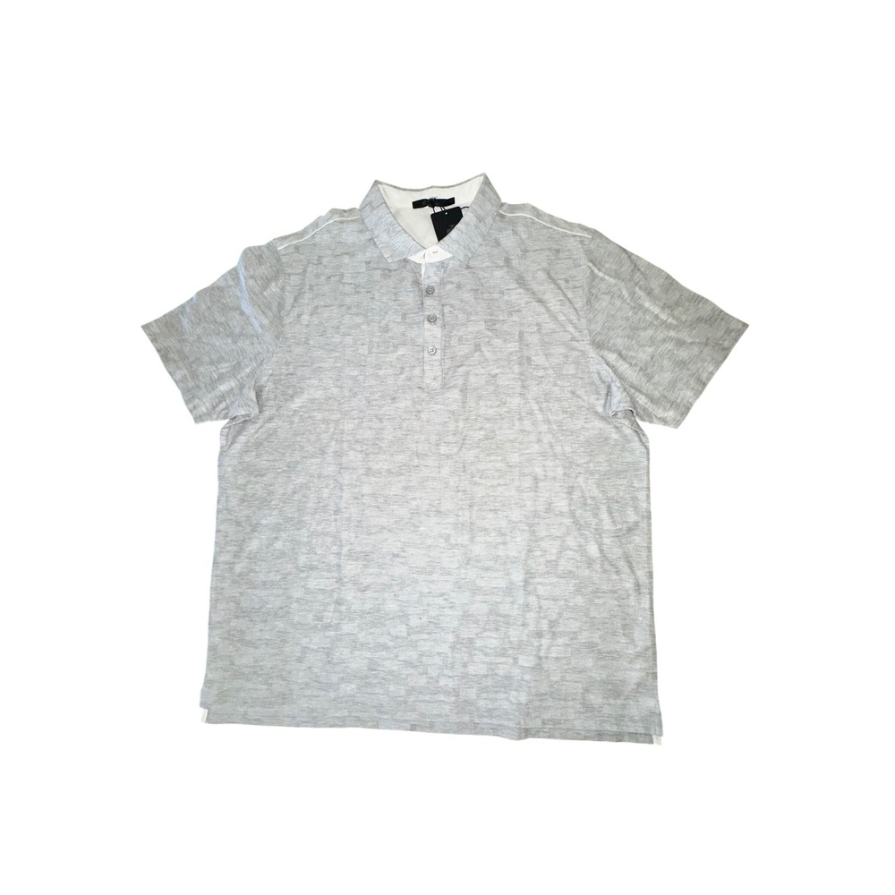 Raffi Mens Gray Geometric Jacquard Cotton Short Sleeve Polo Shirt XL NWT